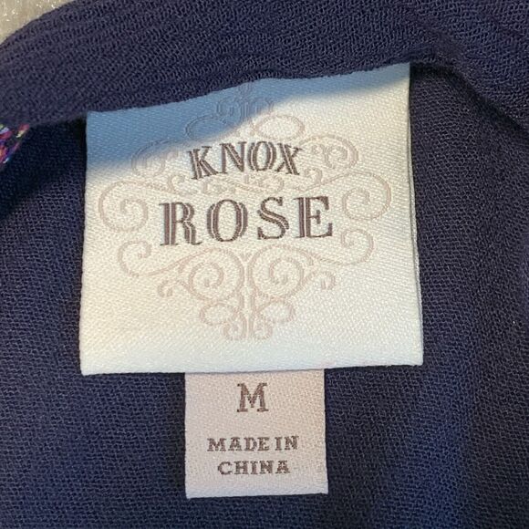 Knox Rose Open Cardigan Women M Blue Embroidery Rayon Soft Fabric Flared D22 - Picture 7 of 13